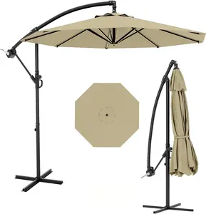 10FT Cantilever Umbrella, Cross Base, Infinite Tilt, Crank Lift, Fade-Resistant  for  Gatherings tanning   face hole rocking  heavy duty carport  Oval   Slate Grey  Sofa and  Set double  Wicker   Stand Egg Chair Outdoor with canopy Swivel hunting hanging
