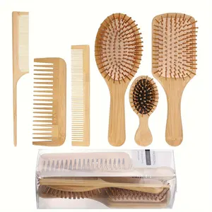 6pcs Bamboo Hair Comb Set, Various Models Precisely Match Different Hair Styles And Textures, Caring For Your Hair Intimately.