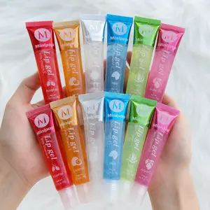 12-Pack Clear Fruit-Scented Lip Oil Gel Set, Non-Tinted Lightweight Glossy Lip Moisturizer, Sheer Shine Lip Care Tubes for Daily Use