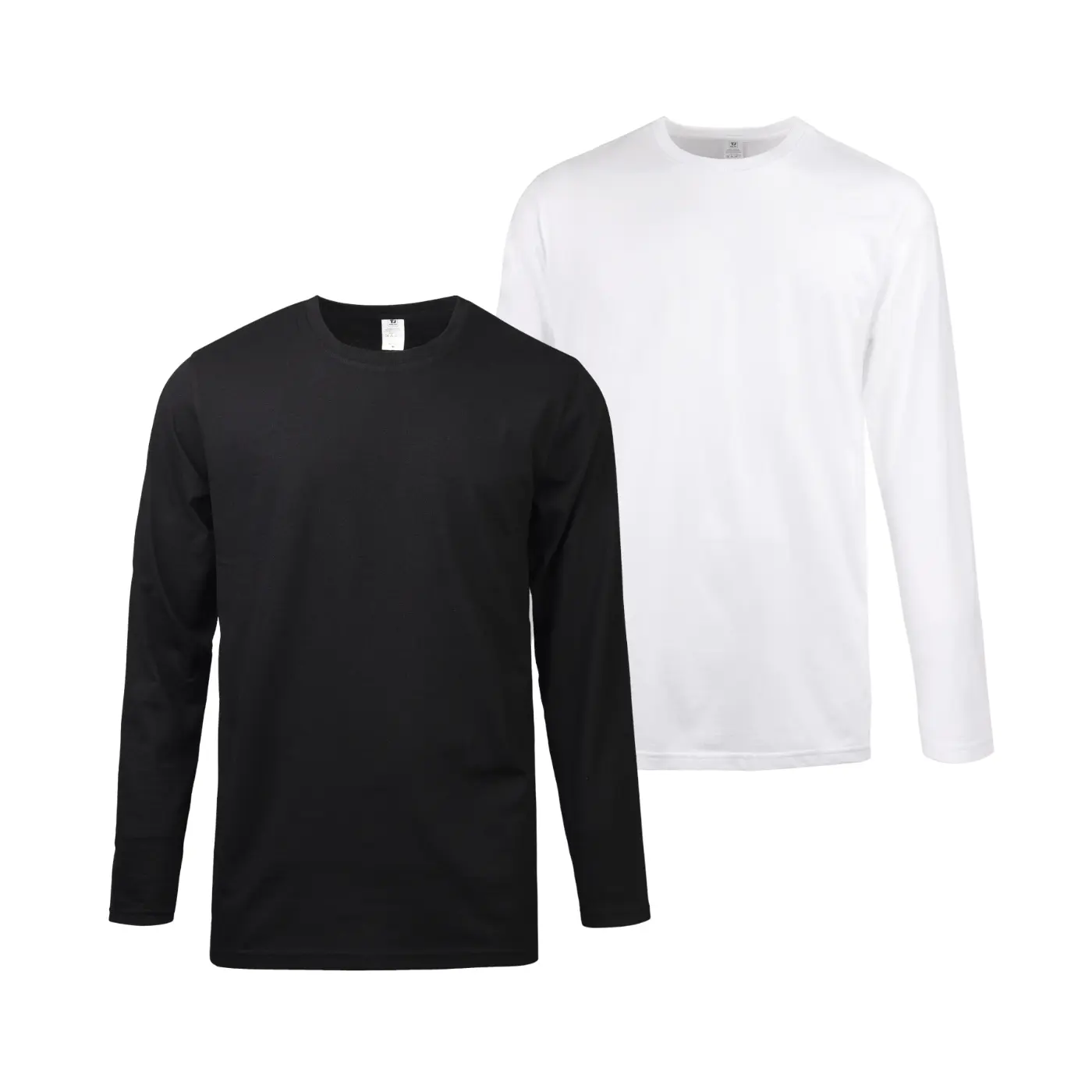 2 Pack Men's Cotton T-Shirts Long Sleeve Crew Neck Classic Fit  Solid Tee Regular Big & Tall S-3XL Workout Breathable Casual Layer Menswear Top Basic