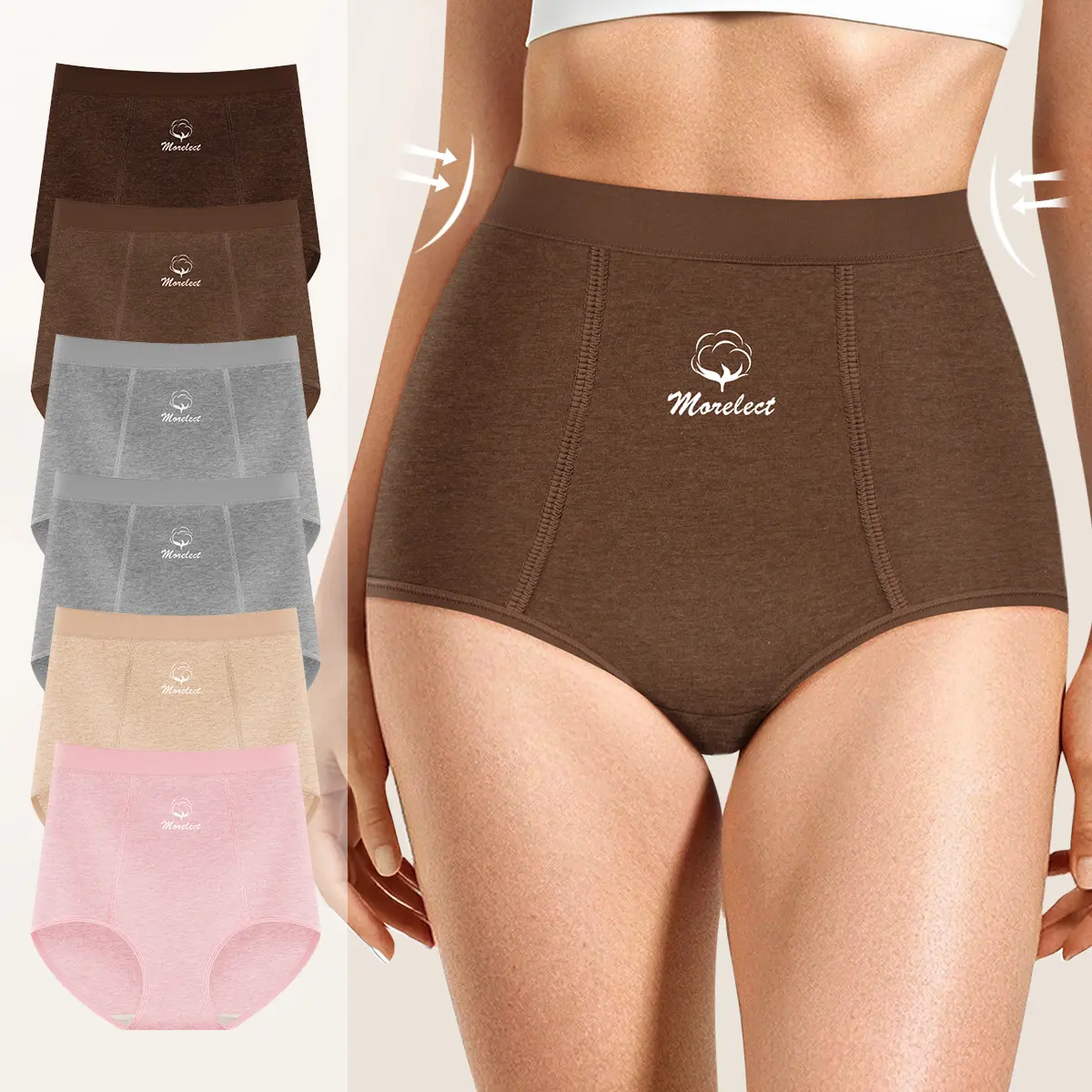 Morelect Women's High Waisted Cotton Fitted Knickers, 4/6/8-Pack Basic Underwear, Lightweight Breathable Panties for Everyday Summer Wear, Fitted Knicker