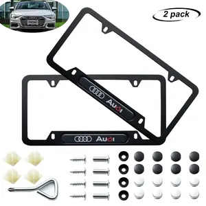 Audi 2PCS Car License Plate Bracket Holder for Premium Aluminium Alloy Weather Proof License Plate Covers with Screw Caps Cover Set