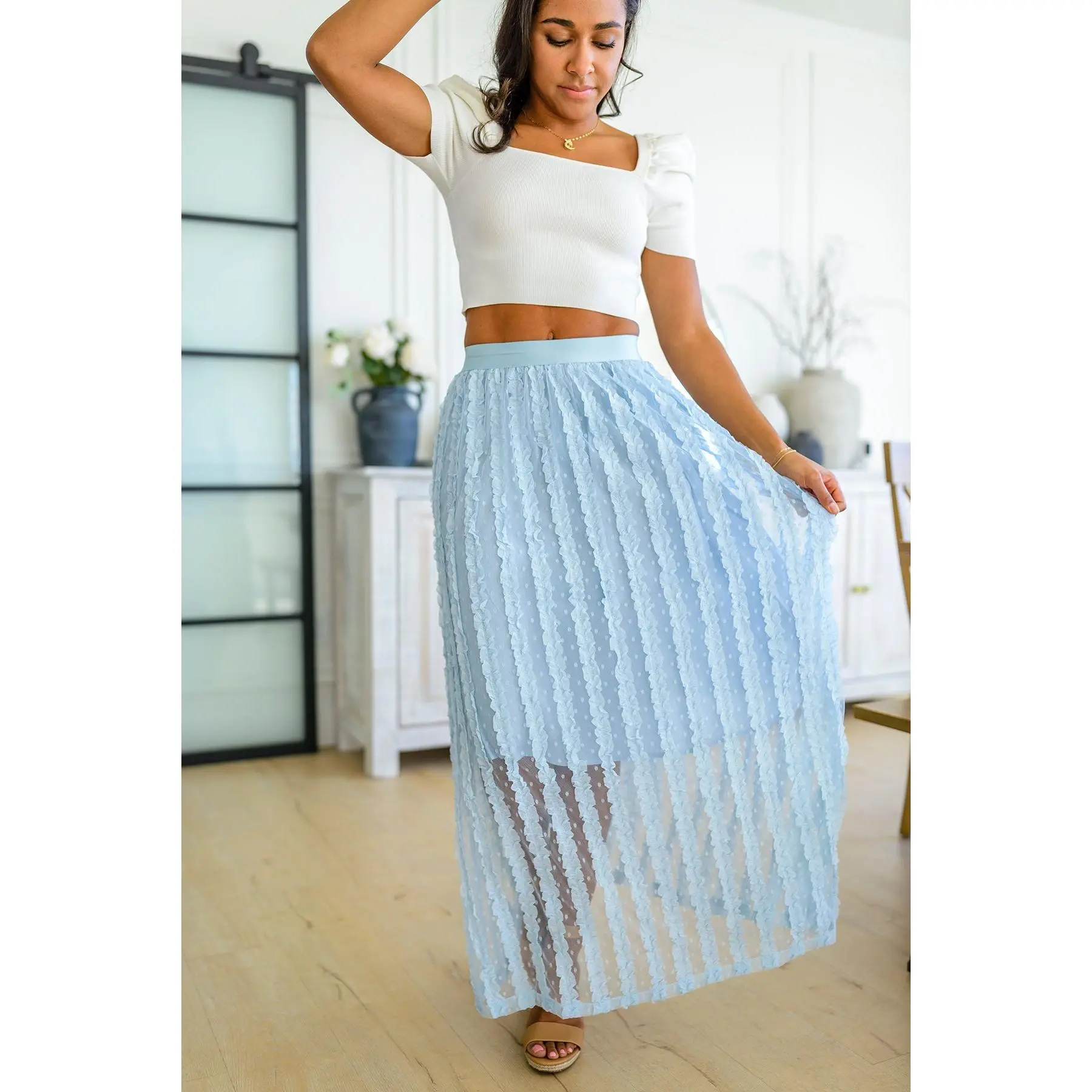 Cascading Ruffles A-Line Skirt