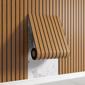 40cm*300cm Roll of Vintage Wood Grain Striped Wallpaper, Flat Grille Pattern Wallpaper, Durable and Easy to Clean, Waterproof Wallpaper, Suitable for Kitchen/Bat/Living Room Decoration