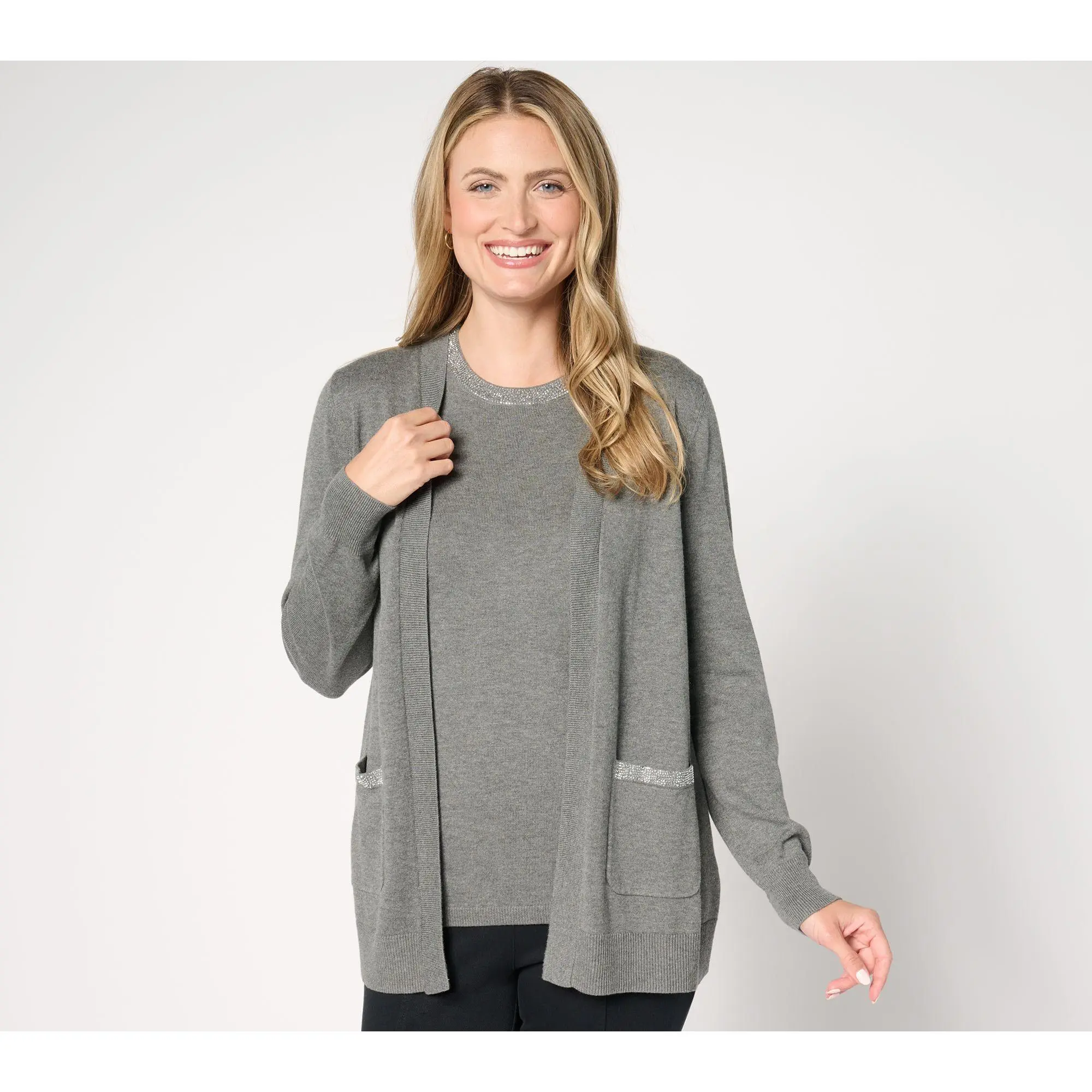 Joan Rivers Red Carpet Sweater Cardigan with Embellishment