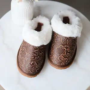 Tooled Slippers Women Tooled Leather