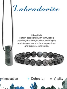 Natural Stone Bracelet & Necklace, Couple's Natural Crystal Stone Fortune Matching Good Luck Jewelry, Fashion Accessories for Men & Women, Natural Crystal Set