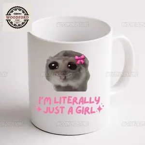 Sad Hamster Mug, I'm Literally Just A Girl Mug, Hamster Meme Mug, TikTok Meme Mug, Sad Hamster Ceramic Mug, Gift For Her, Birthday Gift