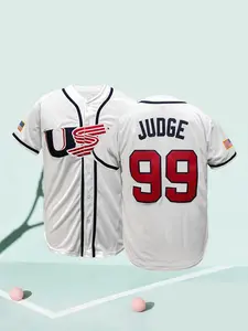 #99 USA Embroidered Baseball Jersey | Men's Stitched Fan Jersey | Breathable Short Sleeve Sports Shirt for Baseball Fans Sports Tops