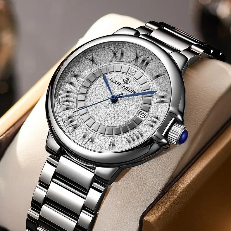 LOUIEJUELEN Swiss Luxury Men's Watch 42mm Sapphire Crystal Precision Swiss Movement Stainless Steel Bracelet Alloy Case Waterproof Shockproof Luminous Dial Elegant Timepiece for Business Social Occasions