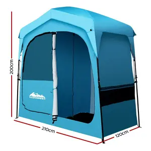 Weisshorn Double Camping Shower Toilet Tent Outdoor Fast Set Up Change 190T Polyester Waterproof 210 x 120 x 200cm Portable Ensuite with Large Storage Pocket & Carry Bag