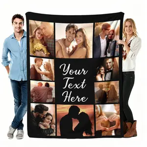 Custom Photo Blanket Flannel, Couple Picture Collage Personalized Love Soft Throw, Cozy Warm Blanket For Sofa Bed Travel, Gift For Her Him Girlfriend Boyfriend, Anniversary Valentine's Keepsake Decor