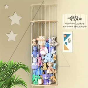 Adjustable Height Plush Animal Toy Storage Rack, 1 Count Cute Hanging Item Storage Rack, Wall Mount Design & Corner Animal Storage Rack, Wooden Wall Shelf for Living Room Bedroom
