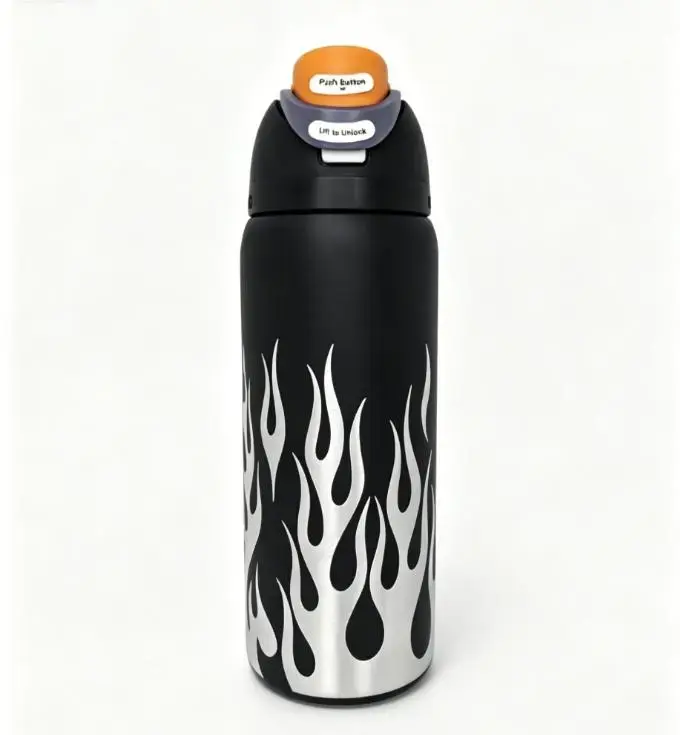 Owala Leak-Proof Insulated Water Bottle with Built-in Straw 32 oz Flame Design