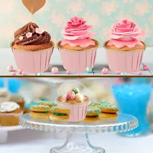 50pcs Foil Cupcake Liners Portable Heat Resistant Aluminum Cake Cups Non-stick Round Aluminum Muffin Liners Easy to Use Baking Tools