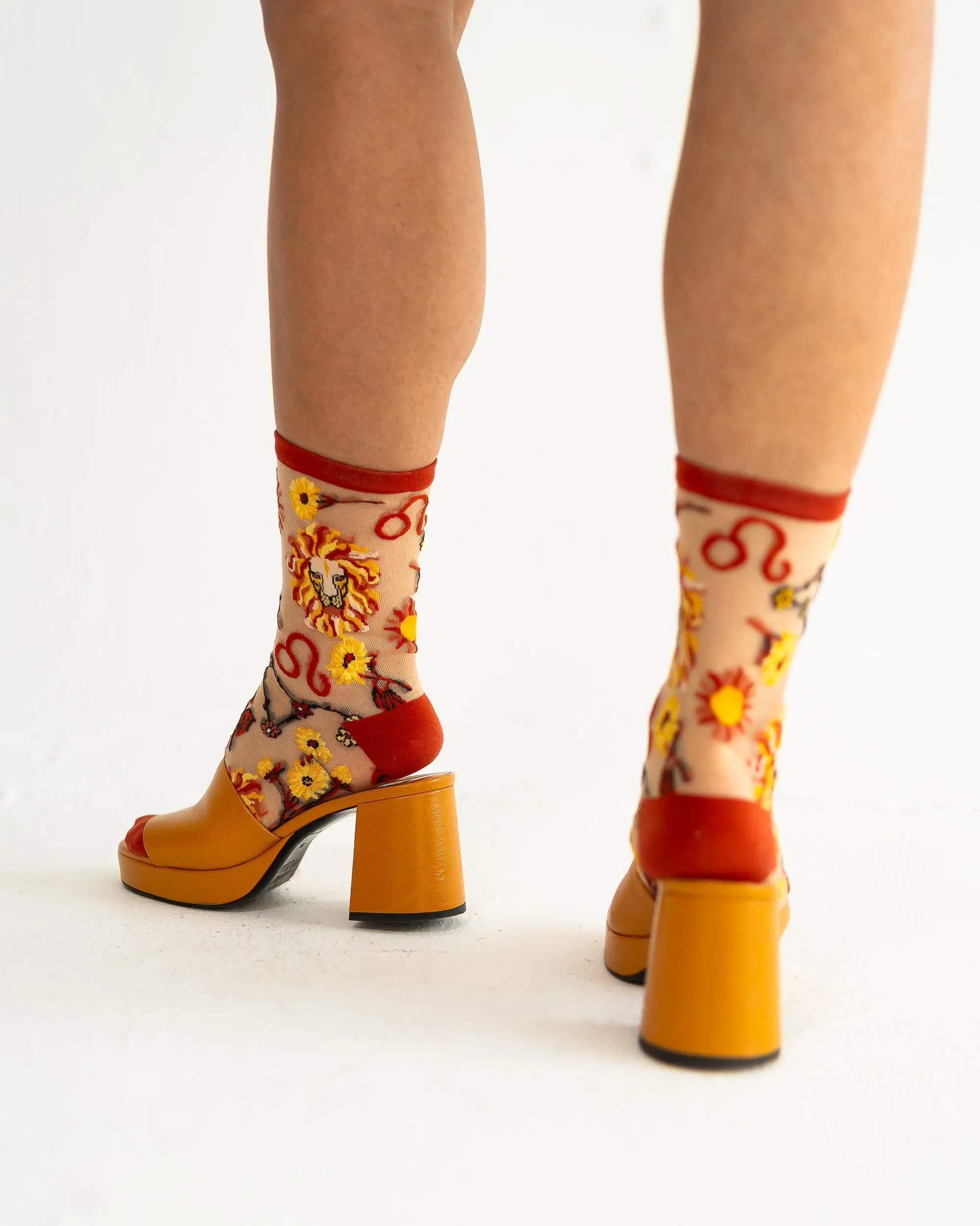 Leo Zodiac Shimmer Sheer Crew Sock
