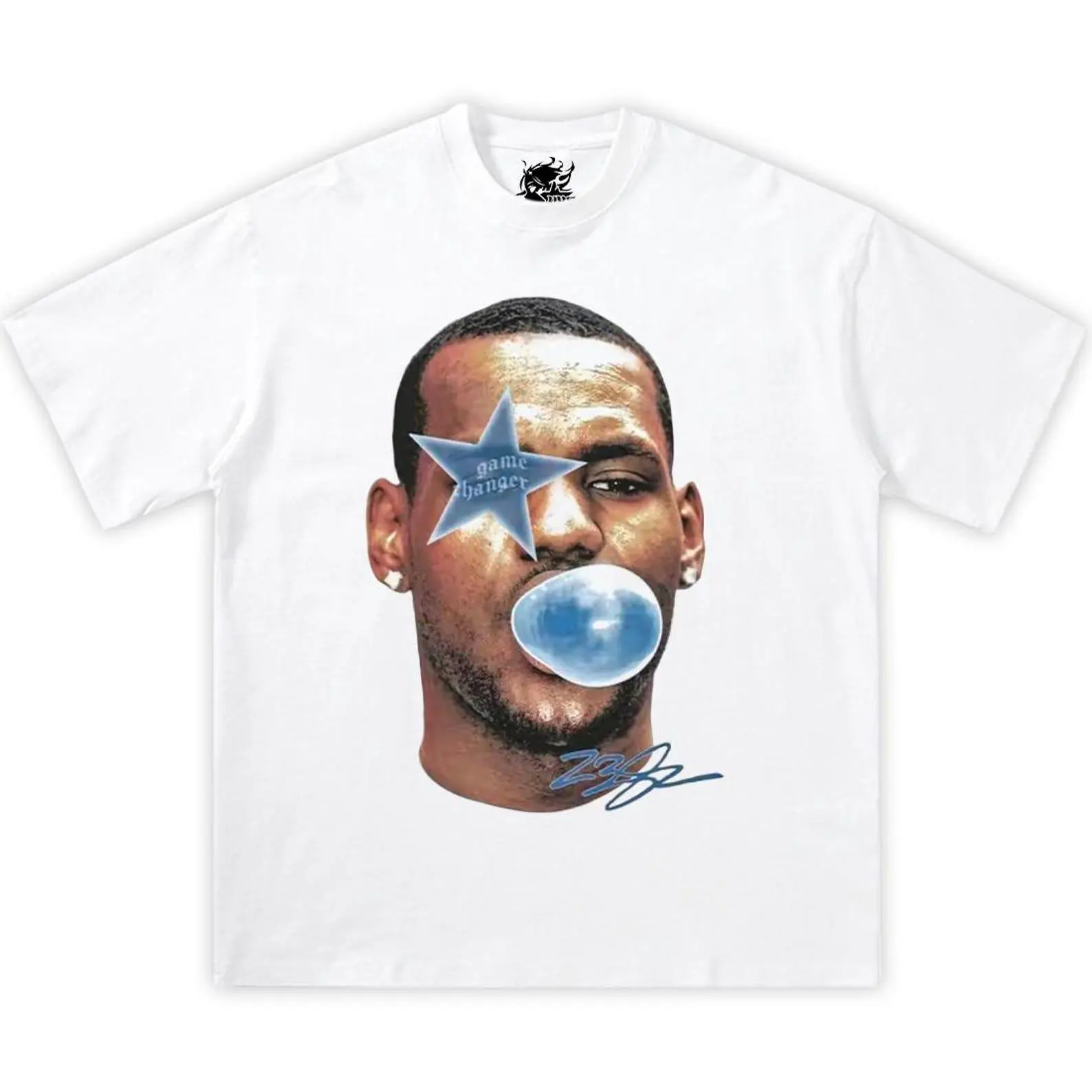 Lebron Bubble Gum Blue Cotton Tee Shirt, y2k, streetwear, basketball, graphic tee, tshirt, fan, gifts