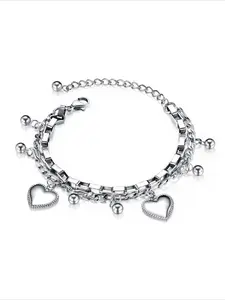 French cute elegant versatile irregular fashion multi-layer stainless steel bracelet women's round beads love titanium steel women's handkerchief bracelet