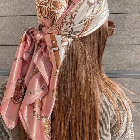 Women's Elegant Chain Print Square Scarf, Printed Polyester Scarf, Fashionable Soft Comfortable Scarf for Daily Wear, Casual Versatile Scarf for Women & Girls, Scarf Head Wrap, Fashion Shawl