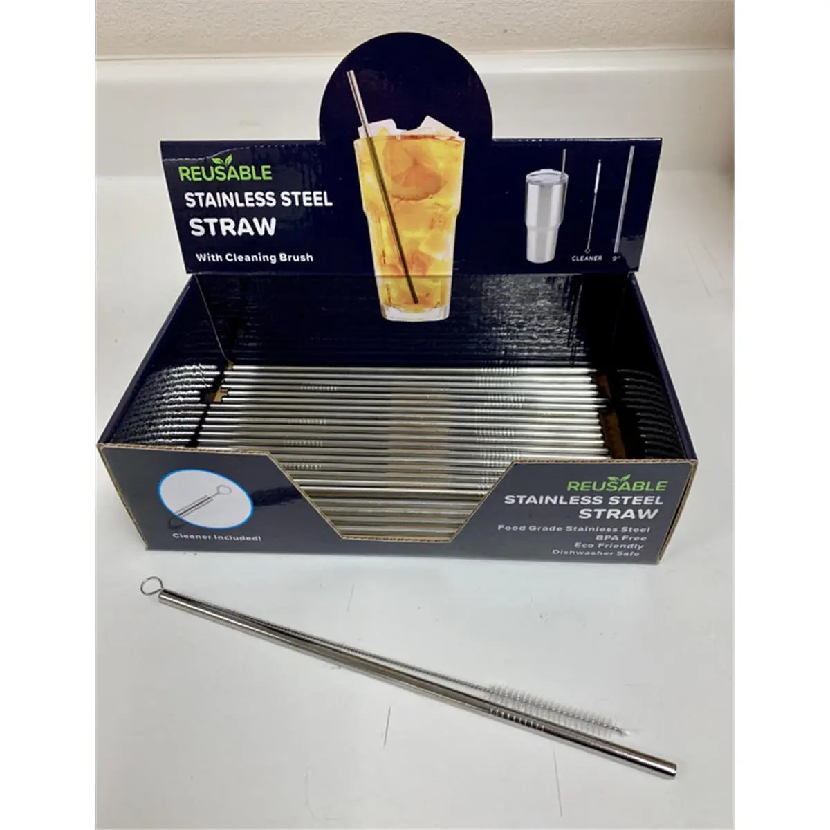 212 MAIN Kids Reusable BPA-Free Stainless Steel Kitchen Straws, 9 in. Silver, Dishwasher Safe with Cleaning Brushes, 50-Count Case for Party Drinks & Cocktails