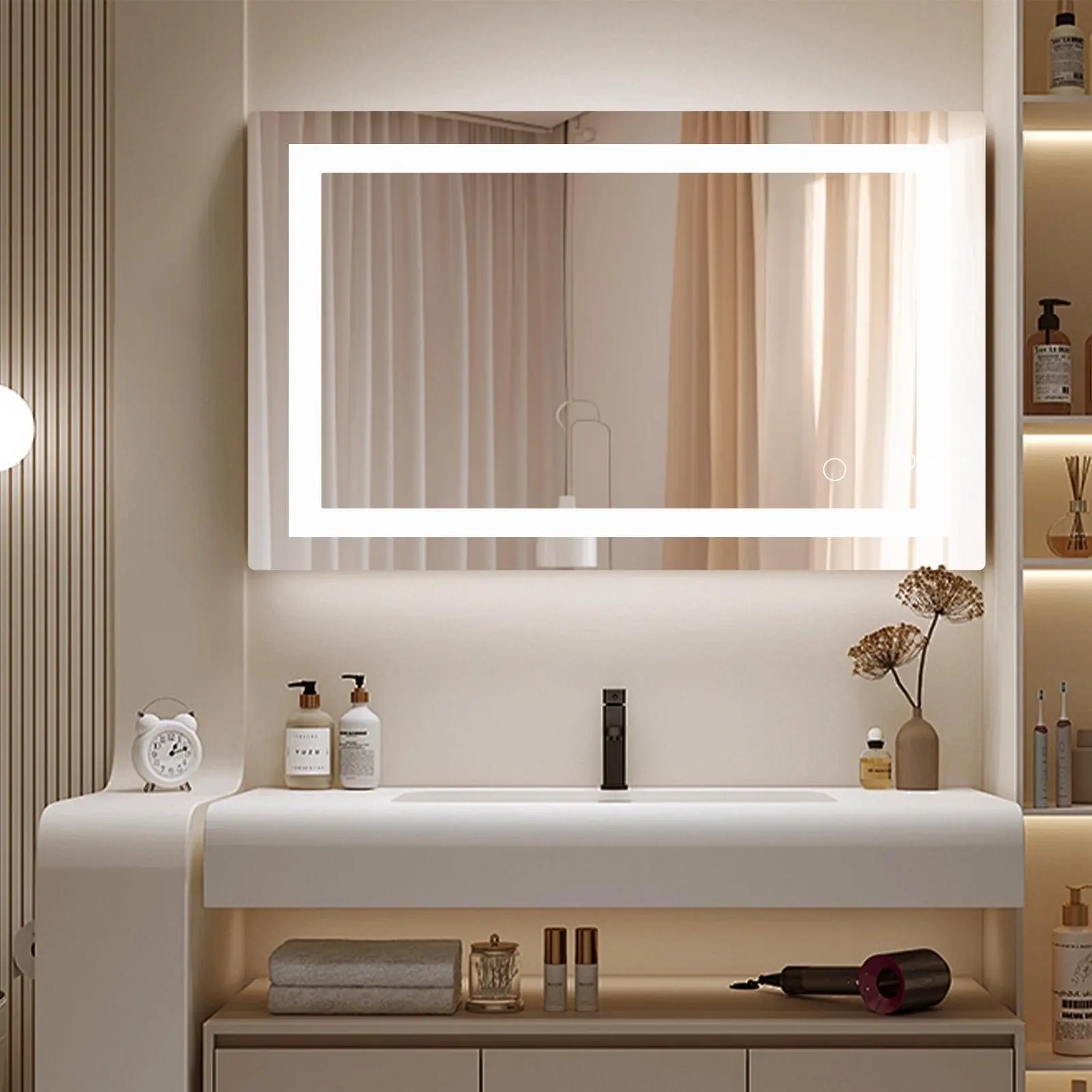 20"X28" Anti-fog LED Bathroom Mirror - Dual Light Source, Three Lighting Modes, White