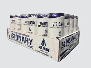 Visionary Water Co. - 12 Fl Oz / Pack of 24 - 8.5pH Canned Alkaline Water - BPA Free & Fluoride Free Beverage - Sustainable - Recyclable & Eco-Friendly