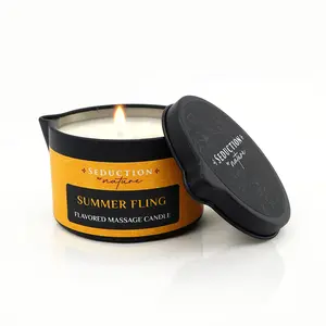 Summer Fling Flavored Massage Oil Candle Vegan Full Body Therapy Home SPA Moisturizing Nourishing Sustainable Formula for Relaxation Stress Relief Soothing Calming Scent