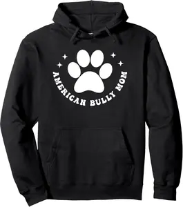 American Bully Mom Retro Groovy Dog Mom Fur Mama Pullover Hoodie