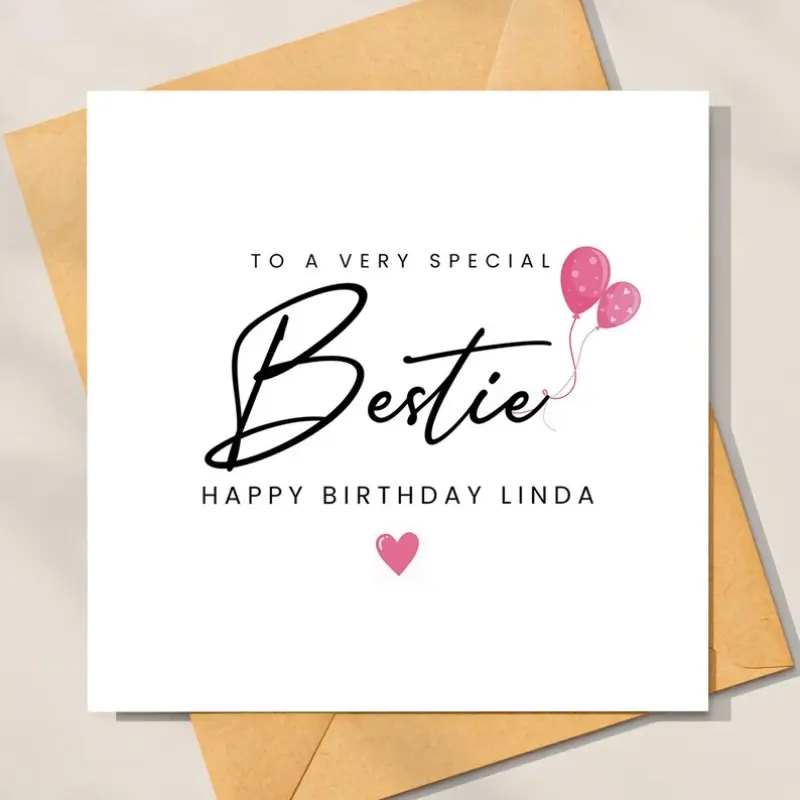 Bestie Birthday Card, Happy Birthday Bestie Card, Birthday Card For Bestie, Best Friend Birthday Card, Personalised Best Friend Birthday, Custom Message Card