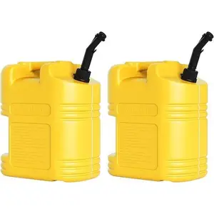 Heavy Duty 5 Gallon Multi-Purpose Liquid Container with View Stripe, Secure-Seal Design & Ergonomic Handle 2-Pack Set(Yellow)