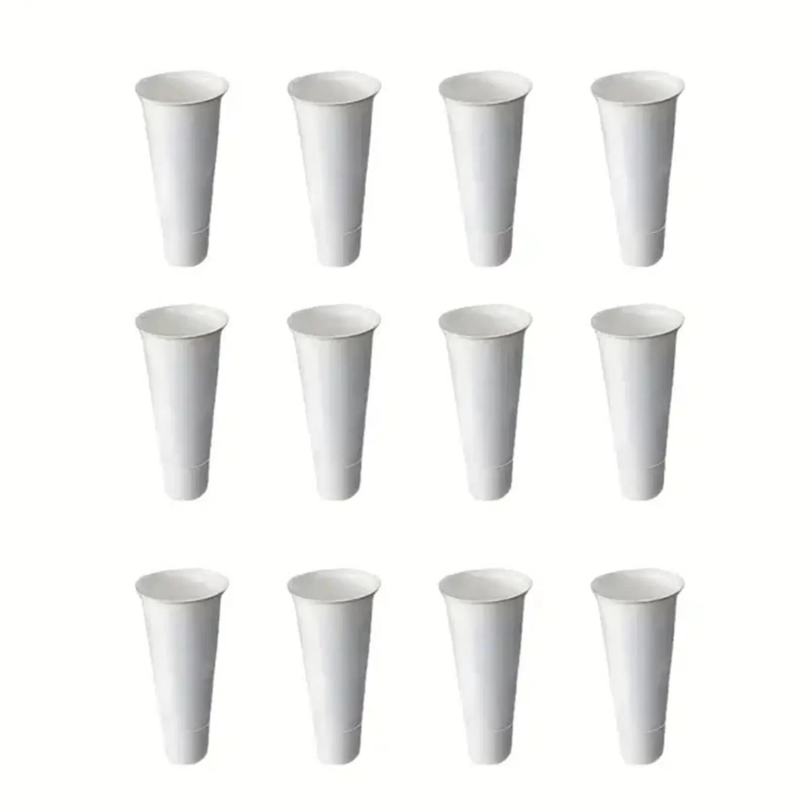 12 PCS Flower Display Stand Buckets White Plastic Plant Stand Tapered Buckets Large Capacity Tapered Buckets for Home Patio Balcony Garden