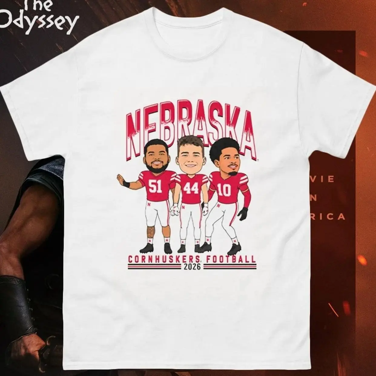 Nebraska Cornhuskers Football 2026 Ivory Campus Ink Caricature shirt C8I