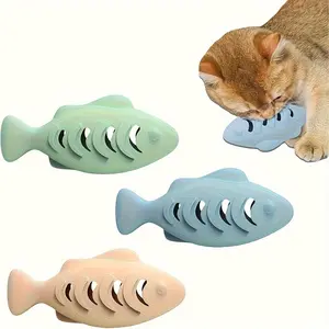1pc Silicone Fish-Shaped Cat Chew Toy, Treat Dispenser Cat Interactive Toys, Puzzle Snack Pet Toy, Dental Health Pet Supplies, No Battery Required