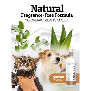 Nuesta Pets Hypoallergenic Oat Pet Shampoo for Dogs & Cats – Unscented, Gentle for Sensitive Skin – Natural Formula with Aloe, Chamomile & Witch Hazel – Safe for Puppies & Kittens 16oz 2-Pack