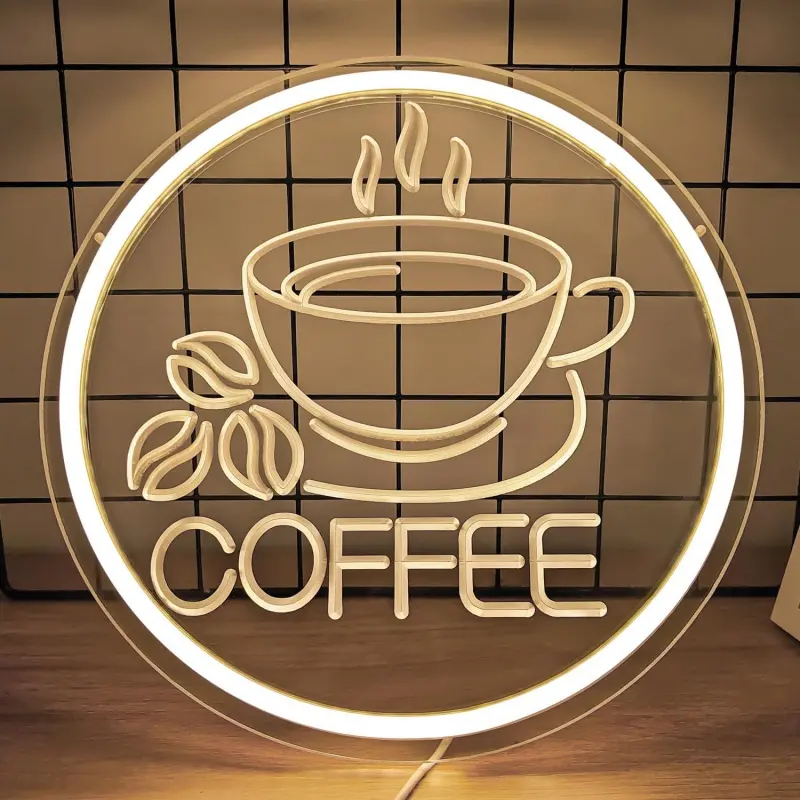 Coffee Neon Sign LED Neon Coffee Bar Signs for Wall Dimmable Led Lighted Light Up Signs for Cafe Bar Home Bar Restaurant Business Wall Signs Decor Led Decoration Led Neon Lights