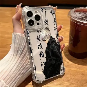 Gojō Satoru Themed Phone Case for Iphone Models 16, 15, 14, 13, 12, 11 Pro Max, X, XR, XS Max, 8, And 7 Plus, Featuring a Transparent Soft Back That Is