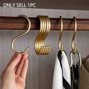 5pcs Gold S-Shaped Aluminum Alloy Hook - Heavy-Duty, Stylish & Modern Design, Suitable for Bathroom, Locker Room, Kitchen, Garden - Perfect for Hanging Towels, Capes & Accessories | Durable Metal Hook, Bathroom Accessories Organizer