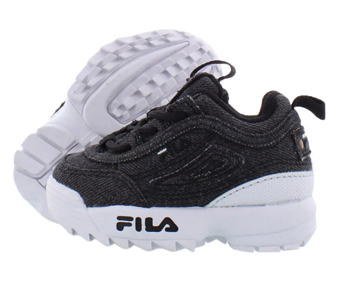 Fila Disruptor II Denim Toddlers' Bootie Set - Unisex Casual Shoes for 2-3 Years, Chunky Sole, Pull-On Design