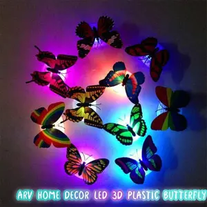 3D Butterfly Lamp Random Color, 5/10 Counts Cute Simulation Butterfly, Romantic Wall Decoration For Home Room Layout Table Wall Decor for christmas gift