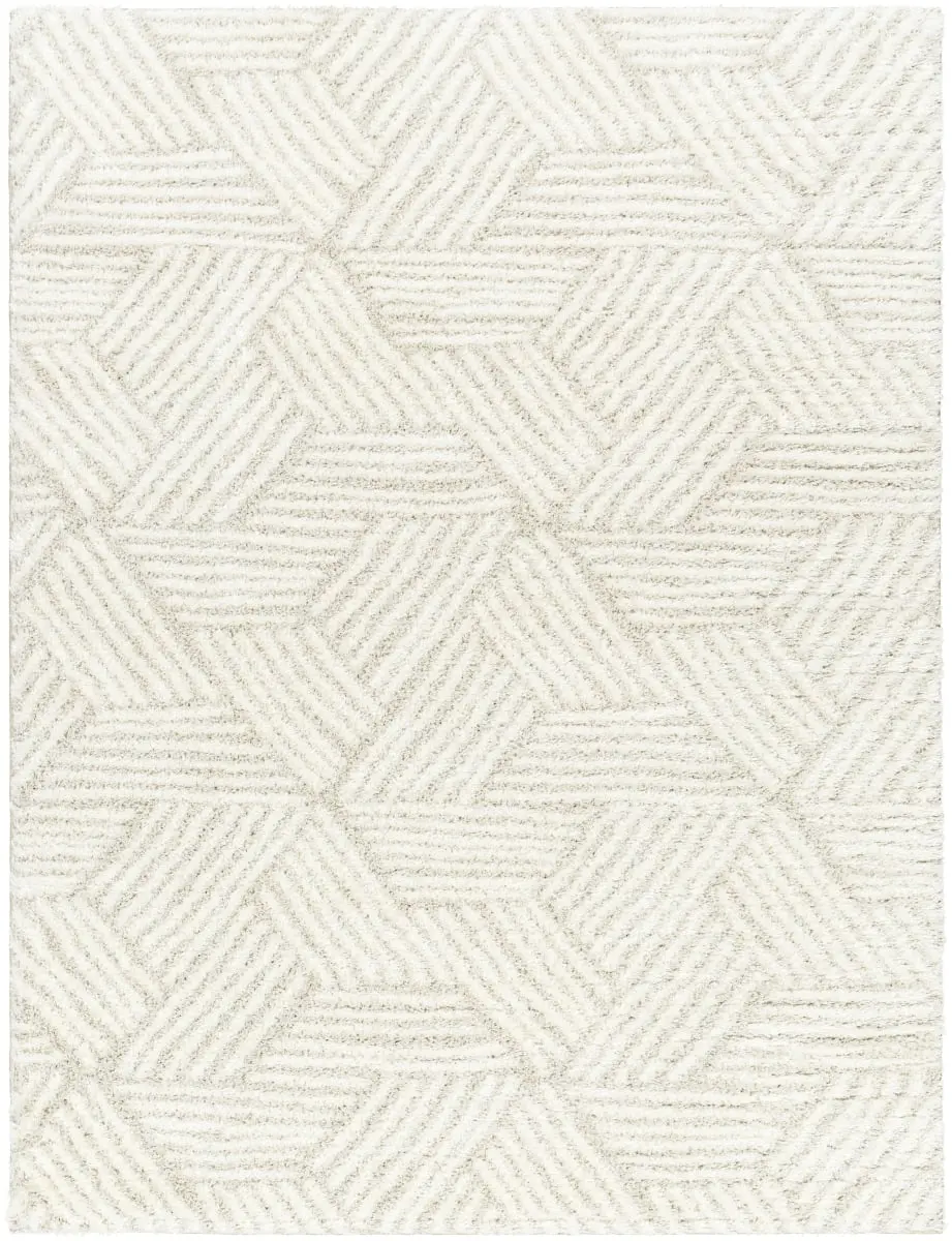 Livabliss CDG2319-537 5 ft. 3 in. x 7 ft. Cloudy Shag CDG-2319 Modern Machine Woven Rectangle Area Rug, Off-White & Light Beige