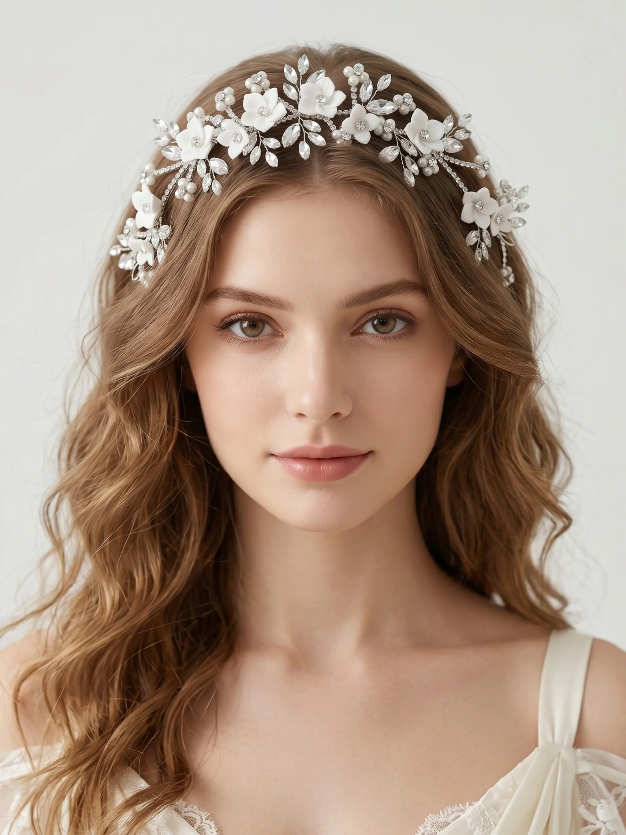 Handmade Rhinestone Flower Hairband for Bride, Adjustable Vine Design, Boho Style, Perfect for Birthday Parties and Weddings