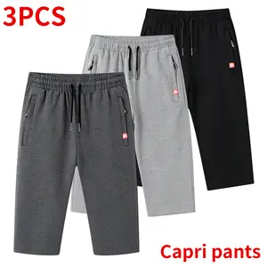 Men’s casual athletic capri pants made from breathable fabric with a zipper design, perfect for summer beach trips, outings, and everyday outdoor activities.