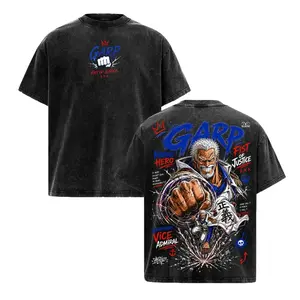 One Piece Monkey D Garp Graphic Tee - Vintage Washed Oversized Anime Shirt Unisex Streetwear. Marine Hero Fist of Justice Manga T-Shirt, Legendary Vice Admiral Gift, Y2K Japanese Animation Merch, Heavyweight Cotton Casual Everyday Wear For Manga Fans