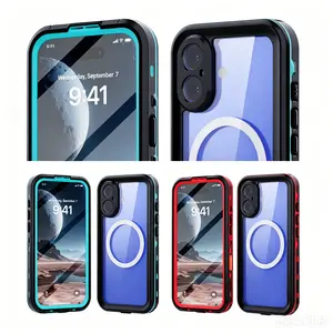 For iPhone 16 Waterproof Phone Case, Built-in Screen Protector IP68 Underwater Protection | Upgraded Military-Grade Drop & Shock Resistance Semi-transparent Full-Body Impactproof Cover, Multi-scenario Application