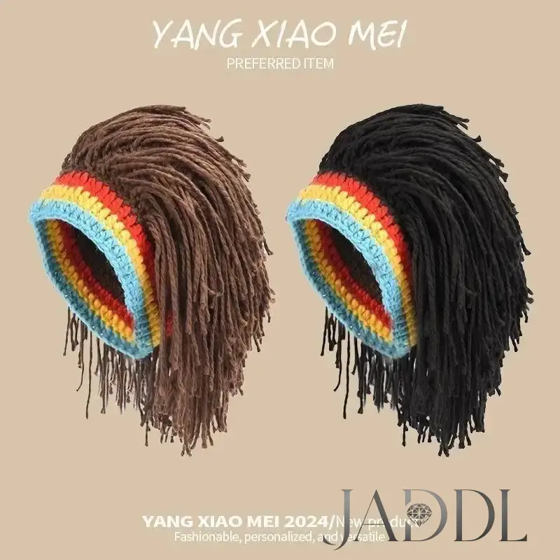 JADDL Yoyo Dreadlock Knit Hat Hip-Hop Party Hat Knitted Wig Hat Funny Headgear