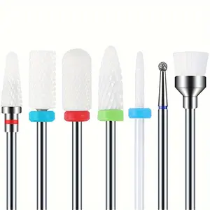 7pcs Ceramic Nail Drill Bits Set For Manicure & Pedicure - No Alcohol, Effectively Dead Skin & Cuticles Removal