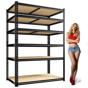 Raybee 84" High Garage Shelving Unit, 6-Tier Storage Shelves Load 3000 lbs, Adjustable Garage Shelf, Metal Racks for Warehouse, Basement, Pantry, Office, Home, Store Organizer