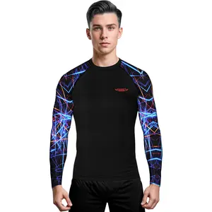 Men's Lazer BJJ Rash Guard Long Sleeve