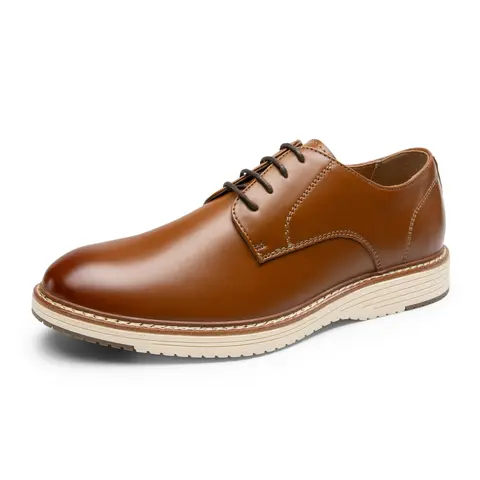 BRUNO MARC Men's Derby Design Faux Leather Oxfords - Closed Low-Cut, Lace-Up Formal Shoes with Shock-Absorbing Cushioned Insole, Quick Rebound TPR Office Commuting Business Casual Footwear