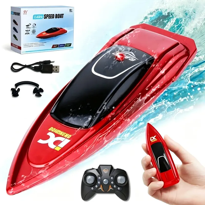 2.4G Mini Remote Control Boat - 360-Degree Rotation, 3.7V Built-in Rechargeable Battery, Safe Power-On Induction, Unisex Water Toy for Ages 6+, Pool Toy, Birthday Gift